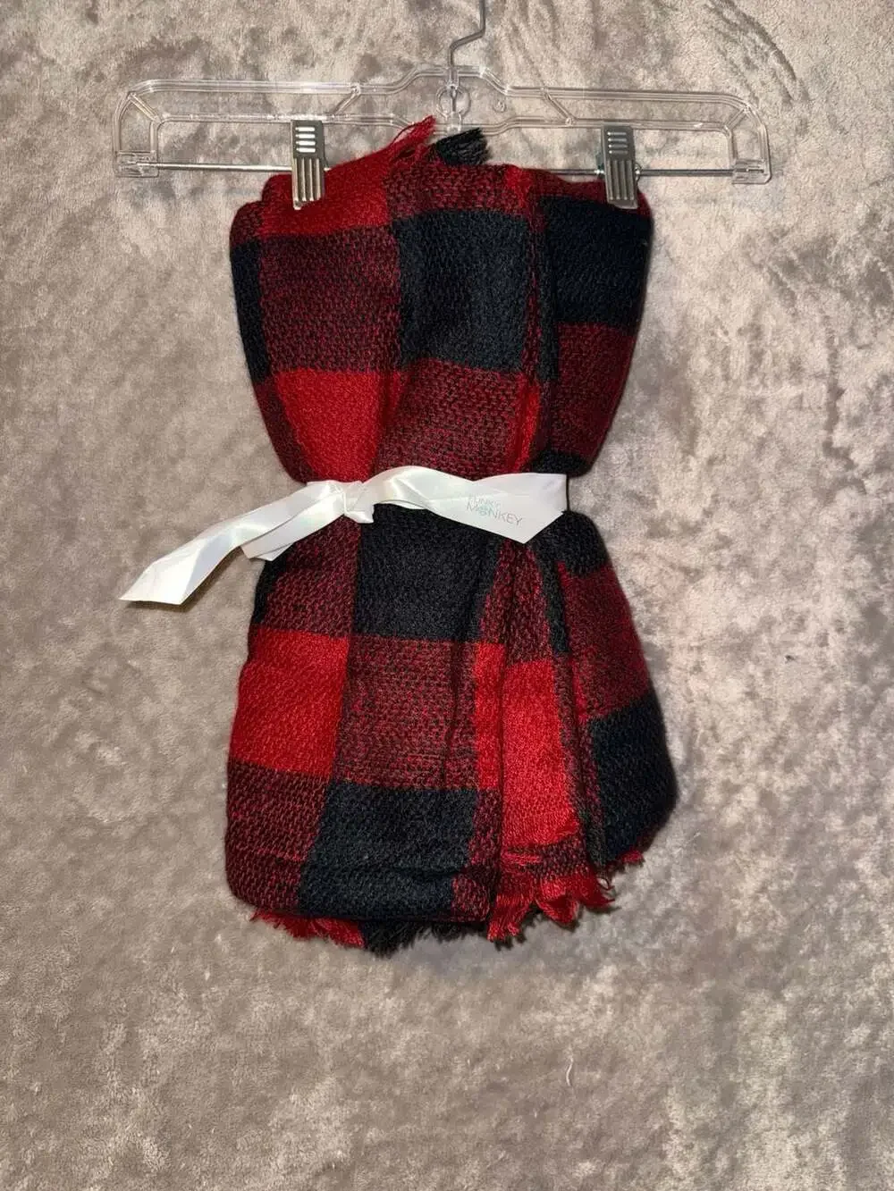 Funky Monkey Fashion Accessories Red and Black Buffalo Check Scarf